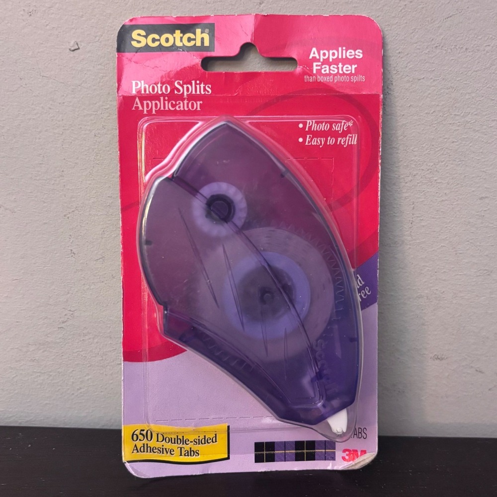 Scotch‎ Photo Splits Applicator Purple 2007 Double-Sided Adhesive Tabs 3M NEW